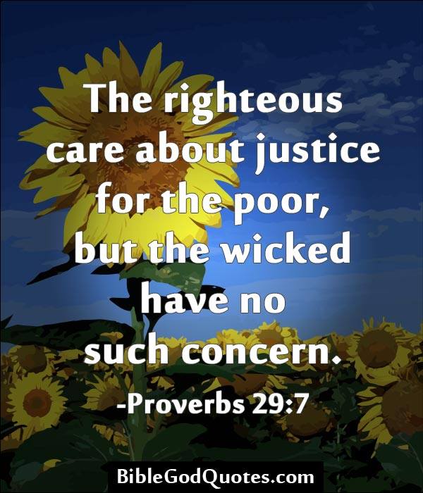 Righteous care about Justice … Prov 29:7